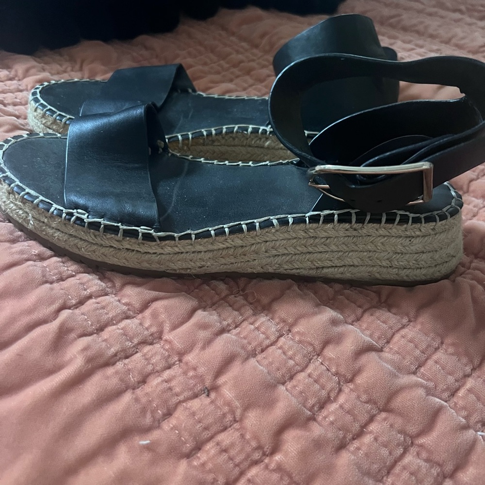 ZARA Women's Black Espadrille Platform Sandals